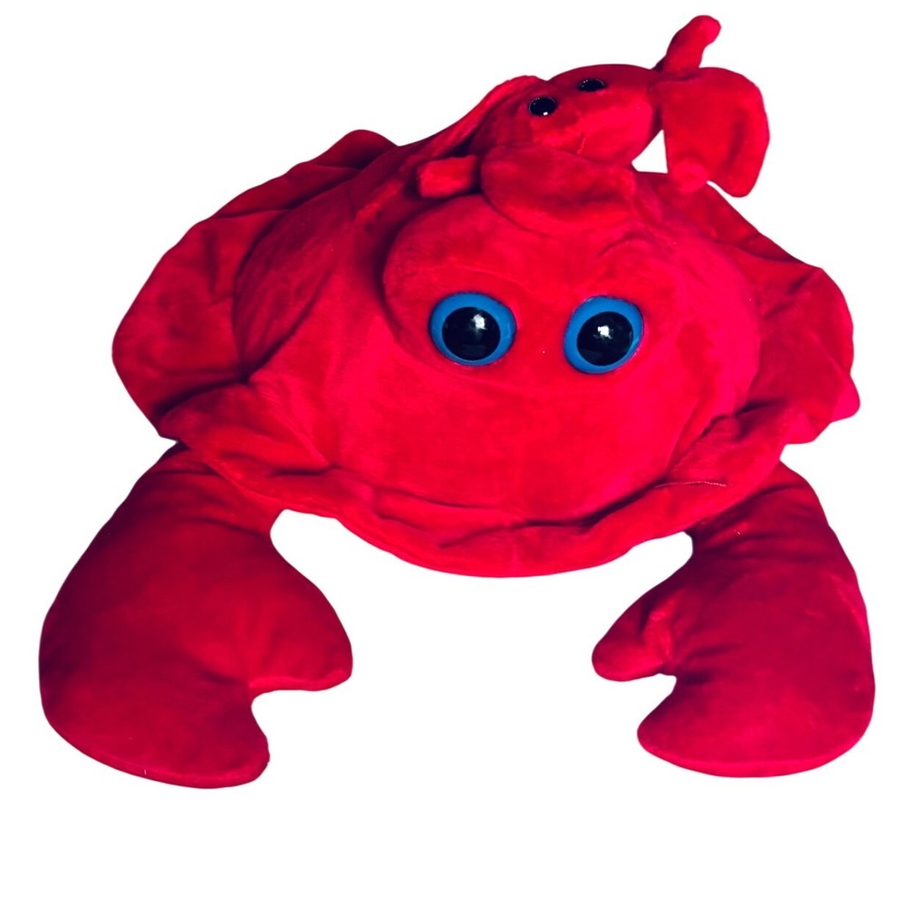 Red Crab Plush Stuffed Animal Big Eyes Baby Crab on Top 9" Cute Ocean Toy